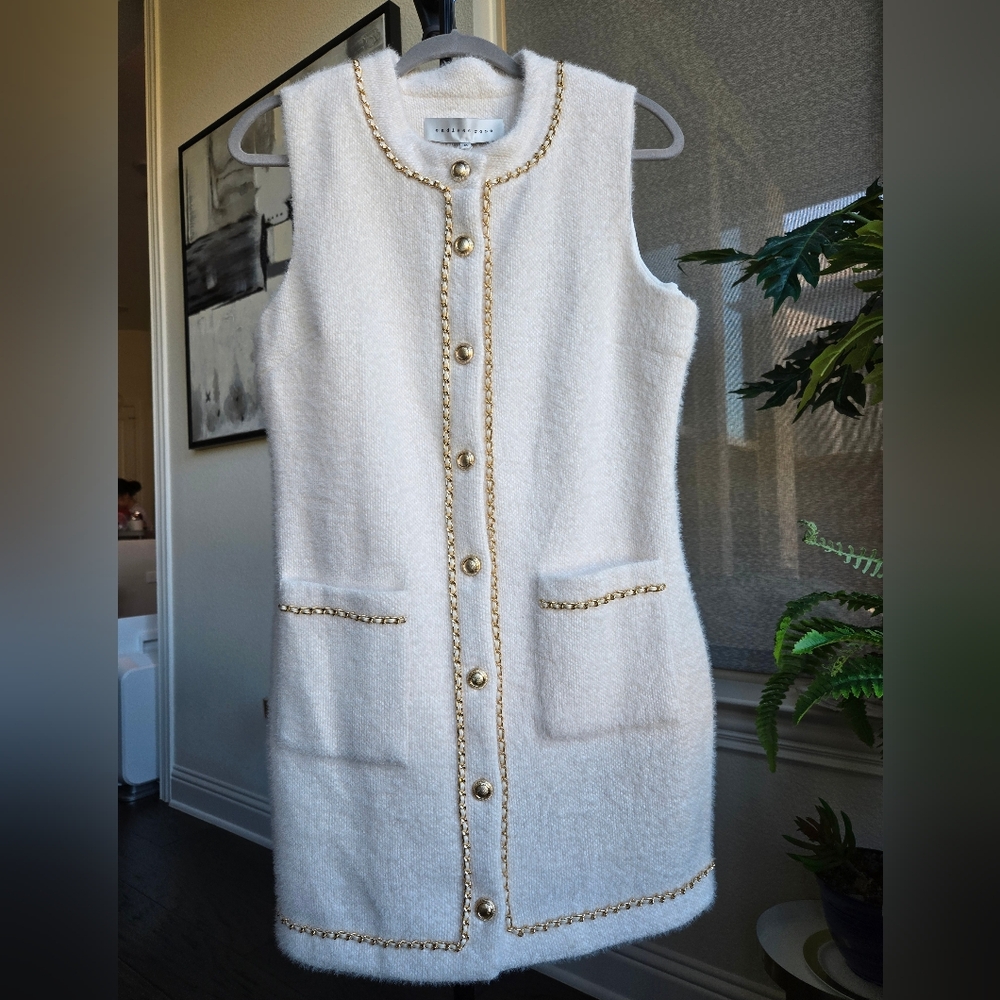 Endless Rose Fuzzy Chain Trim Mini Dress